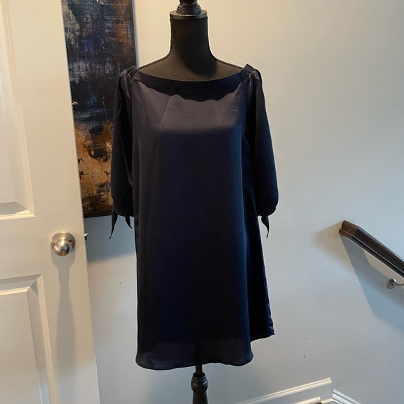 Pink Owl Apparel Mini Dress Coquette Style Size L Navy Easywear Lightweight - Picture 7 of 14